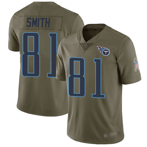 Tennessee Titans Limited Olive Men Jonnu Smith Jersey NFL Football #81 2017 Salute to Service->tennessee titans->NFL Jersey
